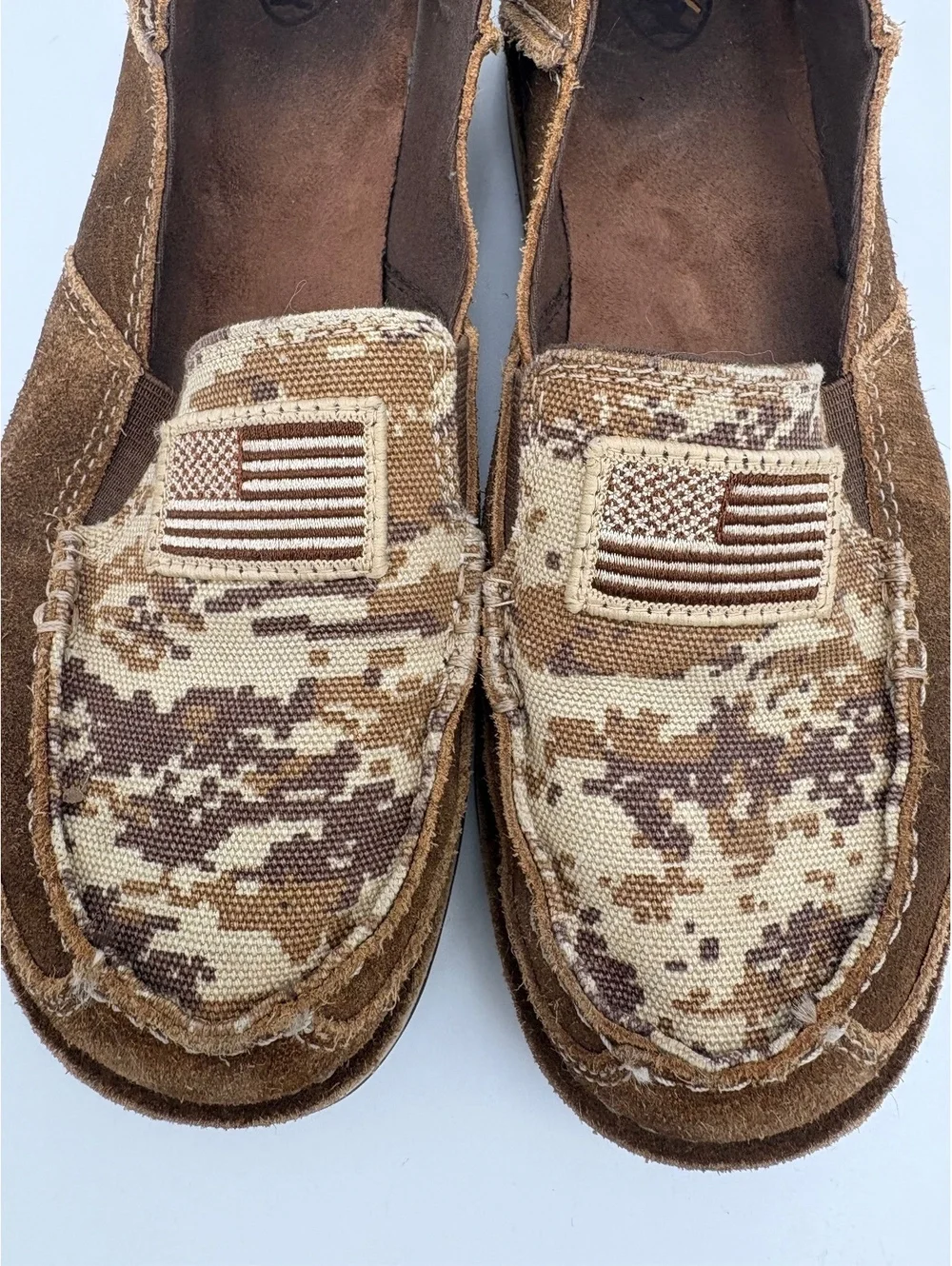 Ariat Cruiser Patriot Men's 8.5B Brown Suede and Canvas Slip-On Shoes American